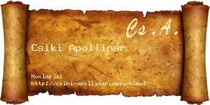 Csiki Apollinár névjegykártya
